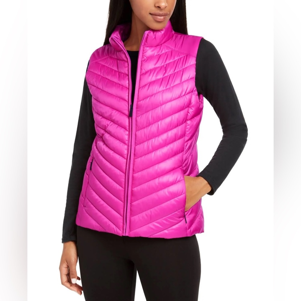 Calvin Klein Vest Womens Size Medium Performance Puffer Full Zip Insulated Pink